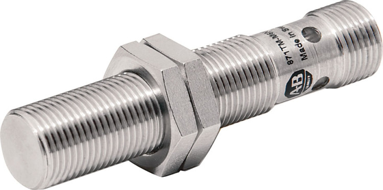 ALLEN BRADLEY 871TM-DH4NP12-C2 INDUCTIVE PROXIMITY SENSORS, ST ST FACE/THREADED ST ST BARREL, SHORT BODY, DC, 3-WIRE, 13 MM DIA, UNSHIELDED, LENGTH 49.8 MM, SENSING RANGE 4 MM, PNP, NO, TOUGHLINK CABLE 2 M