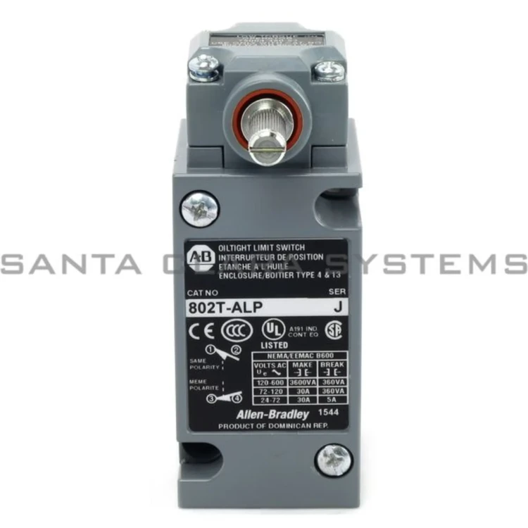 ALLEN BRADLEY 802T-H1 LIMIT SWITCHES, LEVER TYPE, SPRING RETURN, NON-PLUG-IN STYLE, OILTIGHT, CLOCKWISE, 6DEG TRAVEL TO OPERATE, 3DEG TRAVEL TO RESET, 0.51 NM TORQUE TO OPERATE ALLEN BRADLEY 802T-H1 LIMIT SWITCHES, LEVER TYPE, SPRING RETURN, NON-PLUG-IN STYLE, OILTIGHT, CLOCKWISE, 6DEG TRAVEL TO OPERATE, 3DEG TRAVEL TO RESET, 0.51 NM TORQUE TO OPERATE