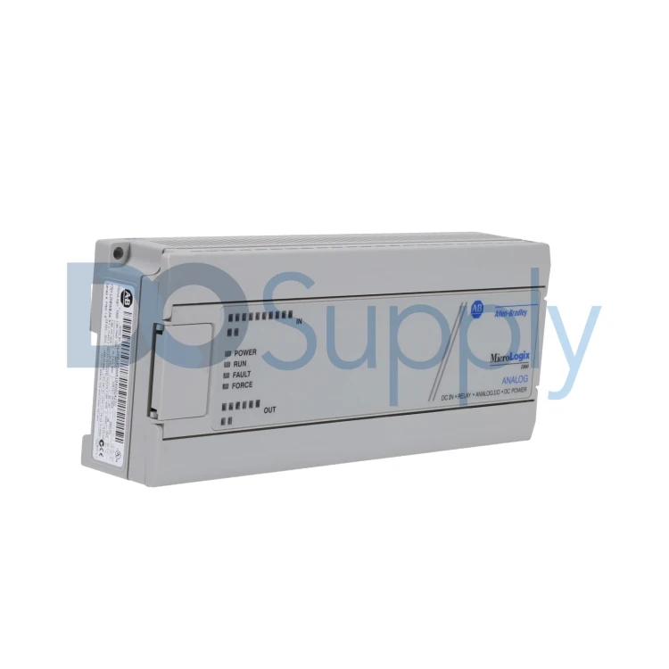 ALLEN BRADLEY 1761-L20BWB-5A MICROLOGIX 1000, 24V DC POWER, (12) 24V DC DIGITAL INPUTS, (4) ANALOG INPUTS, (8) RELAY OUTPUTS, (1) ANALOG OUTPUT
