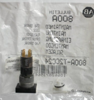 ALLEN BRADLEY 800A-T2AR24 MAINTAINED PUSH BUTTON, STAB TYPE TERMINATION, EXTENDED HEAD, ROUND BEZEL, RED, INCANDESCENT, 24V AC/DC, NO FACTORY ASSEMBLY