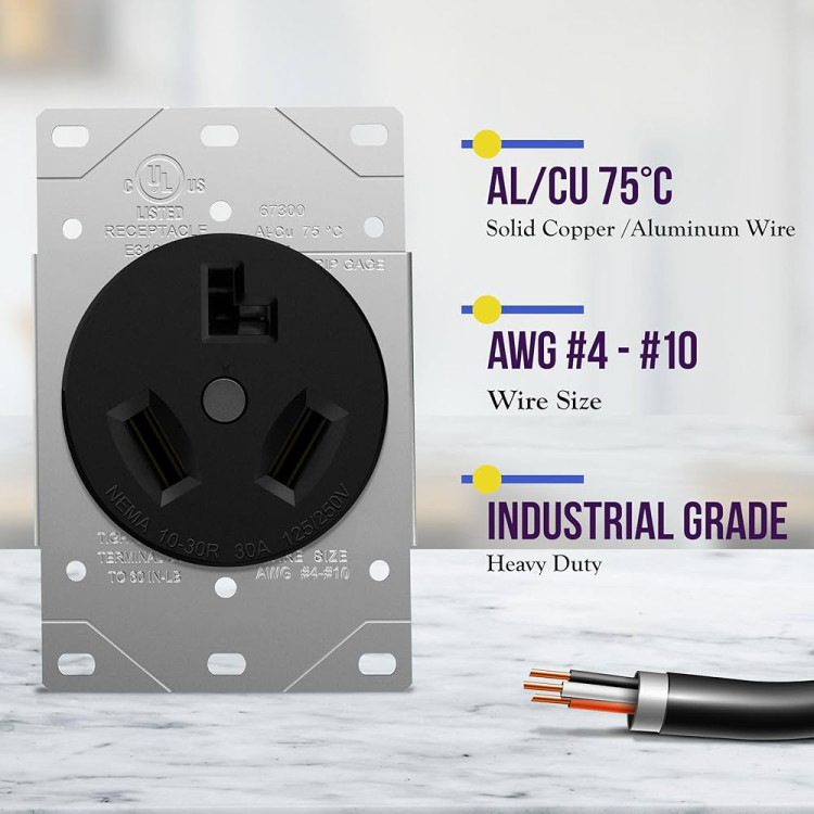 RECEPTACLE INDUSTRIAL WEATHERPROOF 30AMP 600VAC RECEPTACLE INDUSTRIAL WEATHERPROOF 30AMP 600VAC