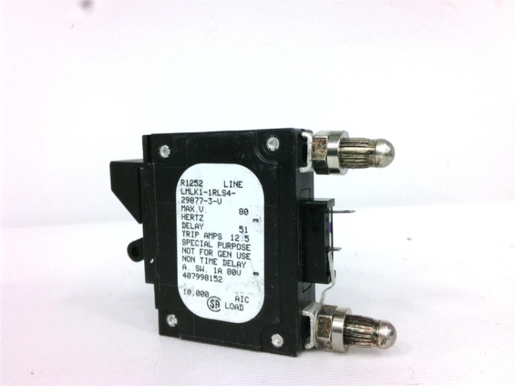 AIRPAX LMLK1-1RLS4-29877-3 CIRCUIT BREAKER 12.5TRIP AMPS 80VDC AIRPAX LMLK1-1RLS4-29877-3 CIRCUIT BREAKER 12.5TRIP AMPS 80VDC