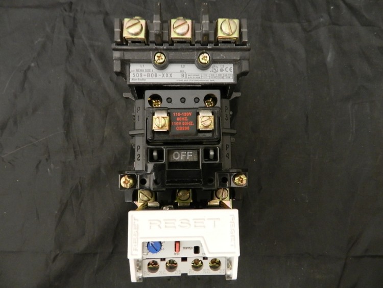 ALLEN BRADLEY 509-BOD-XXX NEMA FULL VOLTAGE NON-REVERSING STARTER,SIZE 1,115-120V 60HZ,OPEN, PROVISION FOR MOUNTING AN OVERLOAD RELAY (FIELD INSTALLATION) ALLEN BRADLEY 509-BOD-XXX NEMA FULL VOLTAGE NON-REVERSING STARTER,SIZE 1,115-120V 60HZ,OPEN, PROVISION FOR MOUNTING AN OVERLOAD RELAY (FIELD INSTALLATION)