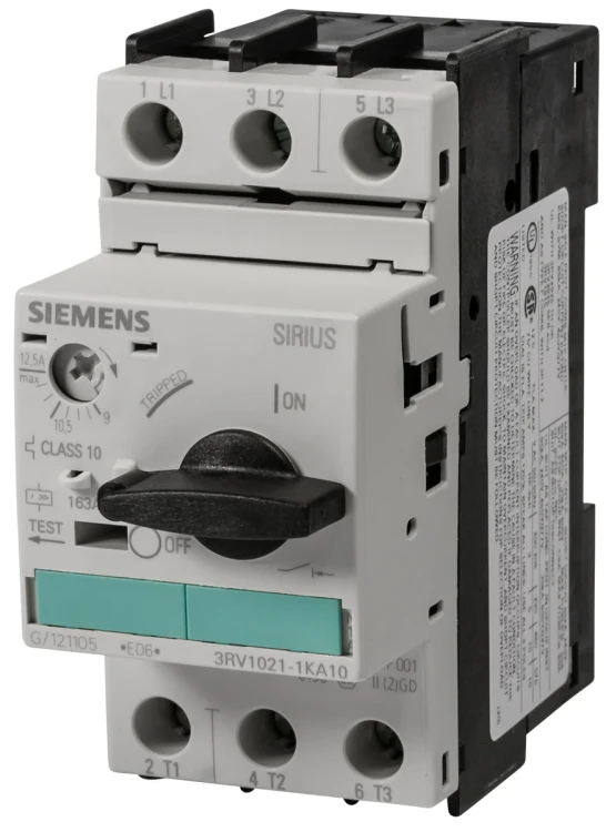 SIEMENS 3RV1021-1KA10 CIRCUIT BREAKER BGR. S0, FOR MOTOR PROTECTION, CLASS 10, A AUSL. 9.12,5A, N-AUSL. 163A, SCREW CONNECTION, STANDARD SWITCHING CAPACITY SIEMENS 3RV1021-1KA10 CIRCUIT BREAKER BGR. S0, FOR MOTOR PROTECTION, CLASS 10, A AUSL. 9.12,5A, N-AUSL. 163A, SCREW CONNECTION, STANDARD SWITCHING CAPACITY