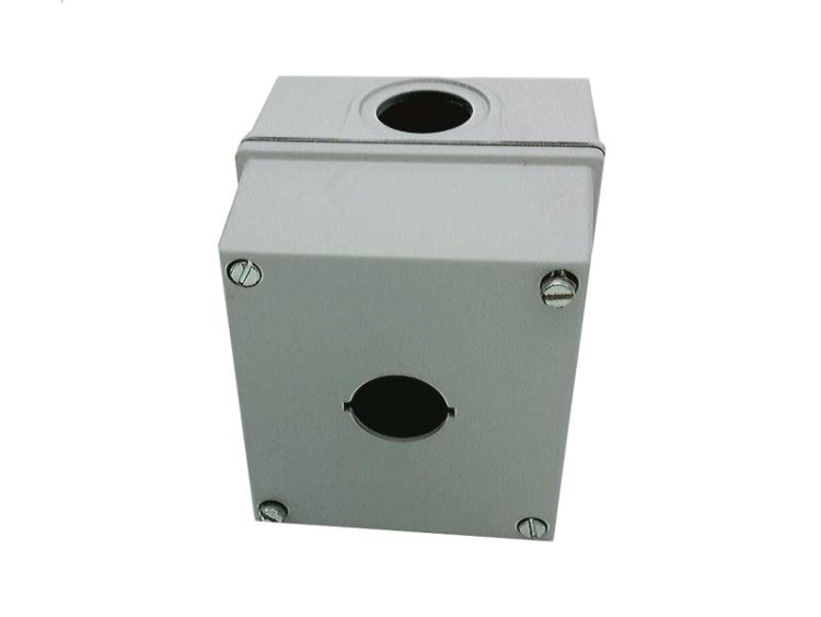 ALLEN BRADLEY 800E-1L 22.5MM PB ENCLOSURE, 1 HOLE, METAL (IP66, 4/13), NO BASE MNT., GRAY