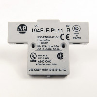 ALLEN BRADLEY 194E-A-PL11 AUXILIARY CONTACT BLOCK, 1 EARLY-MAKE CONTACT AND 1 LATE-BREAK CONTACT, FOR USE WITH 194E-A25.100, BASE MOUNTING PCS
