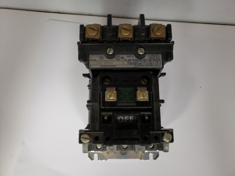 ALLEN BRADLEY 500-AOJ93 CONTACTOR 600V AC MAX 18 AMP MAX
