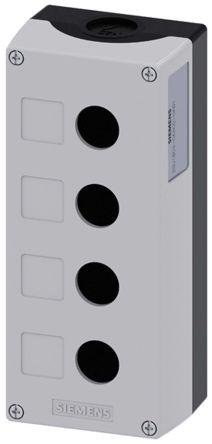 CASING FOR COMMAND DEVICE, 22 MM, ROUND, HOUSING MATERIAL METAL, COVER, GRAY, 4 SET OF COMMAND WITHOUT ASSEMBLY, FLOOR FIXING, ABOVE AND BELOW 1 X M25