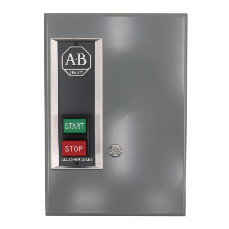 ALLEN BRADLEY 509-TAXD NEMA FULL VOLTAGE NON-REVERSING STARTER,SIZE 00,COMMON CONTROL 115-120V 60HZ,TYPE 1 GENERAL PURPOSE, PAINTED METAL, EXTERNAL RESET, DOOR SCREW FASTENER, WITH EUTECTIC ALLOY OVERLOAD RELAY