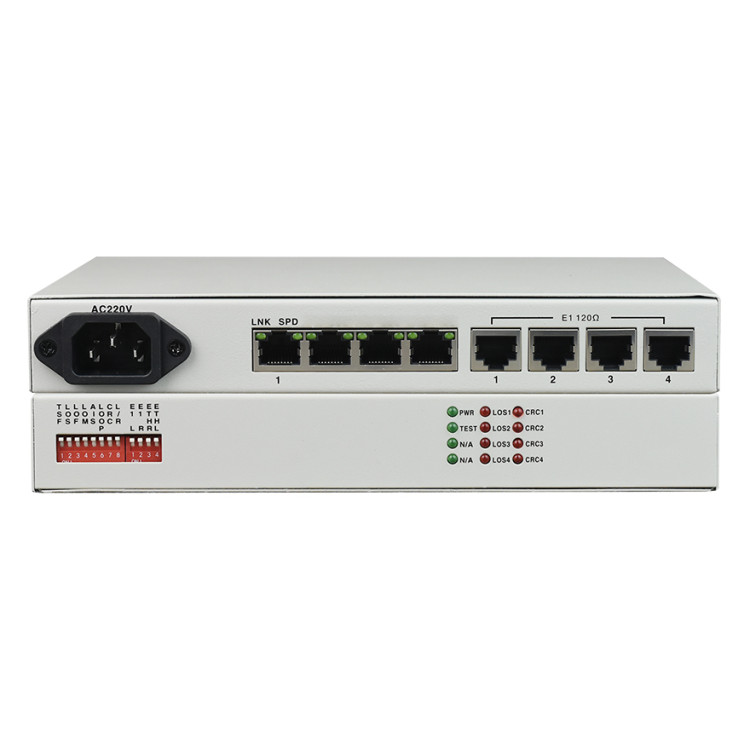 8 10/100M Ethernet to 4?E1 bridge, AC220V or DC-48V optional