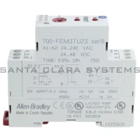 ALLEN BRADLEY 700-FEM3TU23 700-FE GENERAL PURPOSE ECONOMY TIMING RELAY, MULTI-FUNCTION MULTI-RANGE, 0.05 S TO 10 HR (6 SETTING), 1 N.O. (CHANGEOVER - SPDT), 24-48V DC / 24-240V 50/60HZ