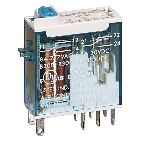 ALLEN BRADLEY 700-HK36A2 GENERAL PURPOSE RELAY, 5A CONTACT, SINGLE POLE DOUBLE THROW, 240V 50/60HZ, NO PILOT LIGHT LED
