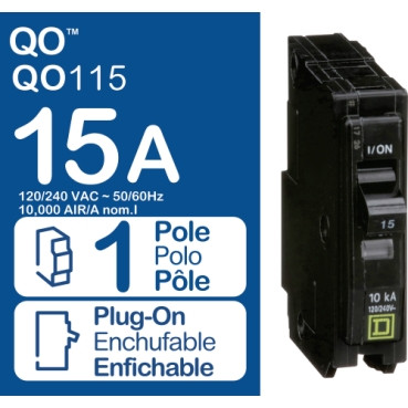 CIRCUIT BREAKER 15AMP 1POLE 120/240VAC PLUG-ON CIRCUIT BREAKER 15AMP 1POLE 120/240VAC PLUG-ON