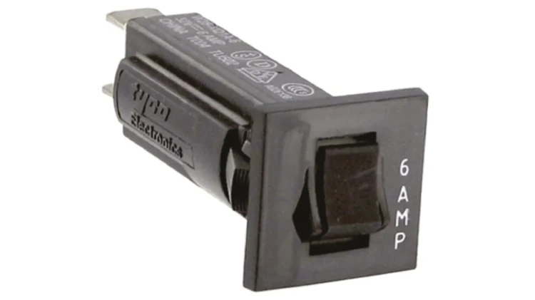 CIRCUIT BREAKER, THERMAL, 1P, 250V, 6A; VOLTAGE RATING VDC:32V; VOLTAGE RATING VAC:250V; CURRENT RATING:6A; NO. OF POLES:1; CIRCUIT BREAKER MOUNTING:P