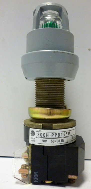 ALLEN BRADLEY 800H-PPB16G HAZARDOUS LOCATION TYPE 7 9 MOMENTARY CONTACT PB-ILLUMINATED, GREEN, INCAND./NO OPTIONS, 120V AC 50/60 HZ, 1 NO-1 NC ALLEN BRADLEY 800H-PPB16G HAZARDOUS LOCATION TYPE 7 9 MOMENTARY CONTACT PB-ILLUMINATED, GREEN, INCAND./NO OPTIONS, 120V AC 50/60 HZ, 1 NO-1 NC