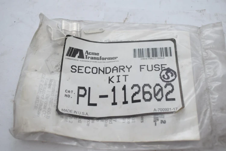 ACME ELECTRIC PL-112602 SECONDARY FUSE KITS , FOR USE WITH INDUSTRIAL CONTROL TRANSFORMERS THROUGH 1500 VA. ACME ELECTRIC PL-112602 SECONDARY FUSE KITS , FOR USE WITH INDUSTRIAL CONTROL TRANSFORMERS THROUGH 1500 VA.