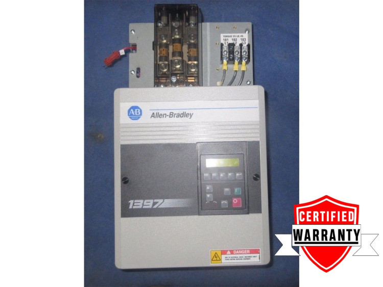 ALLEN BRADLEY 1397-A005N-HA2 5 HP DC DRIVE, 230V AC INPUT, 20 AMP ARMATURE AT 240V DC, 10 FIELD AMPS AT 150V DC, NON-REGEN, WITH PROGRAMMER CONTROL AND DIGITAL POT, OPEN STYLE, NON-REGENERATIVE