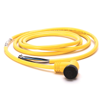 ALLEN BRADLEY 889N-R5AE-6F MINI/MINI PLUS, FEMALE, R-ANG, 5-PIN, PVC CABLE, YELLOW, UNSHIELDED, IEC COLOR CODED, NO CONNECTOR, 6 FEET (1.83 METERS)