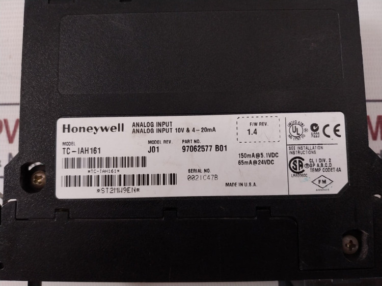 HONEYWELL TC-IAH161  INPUT MODULE ANALOG 150MA 5.1VDC 65MA 24VDC