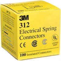 3M 312-BOX (PRICE/PK OF 100) CLOSED END SPLICE, TWIST-ON, YELLOW; CONNECTOR TYPE:CLOSED END SPLICE; SERIES:312; INSULATOR COLOR:YELLOW; TERMINATION METHOD:TWIST