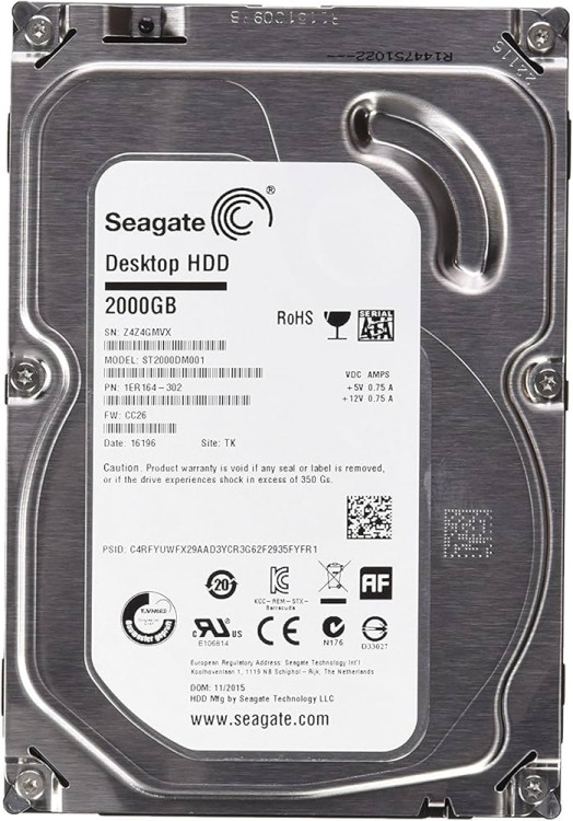 HDD 2Tb Seagate SATA-3 7200 rpm 64Mb 3,5" ST2000DM001