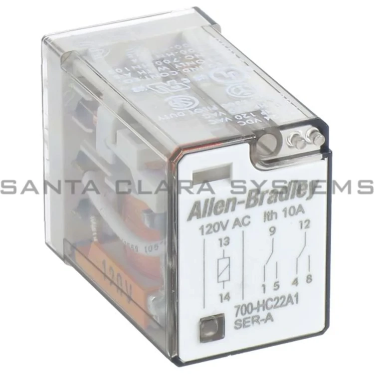 ALLEN BRADLEY 700-HC22A1 GENERAL PURPOSE RELAY, 7A SILVER PLATED CONTACT, DOUBLE POLE DOUBLE THROW, 120V 50/60HZ, NO MANUAL OPERATOR, NO PILOT LIGHT LED