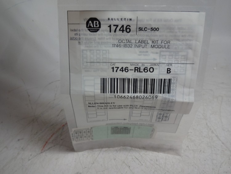 ALLEN BRADLEY 1746-RL60 LABEL KIT REPLACEMENT OCTAL FOR CTLG LB 1746-IB32