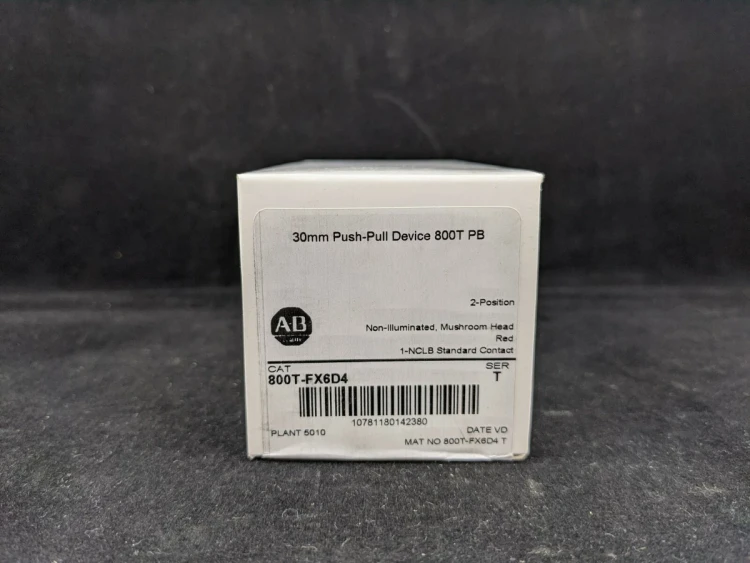 ALLEN BRADLEY 800T-FX1A1 30.5MM TYPE 4/13 2 POS. PB-NON-ILLUM., MUSHROOM HD (PUSH-PULL), GREEN, 1 NCLB-1 NO