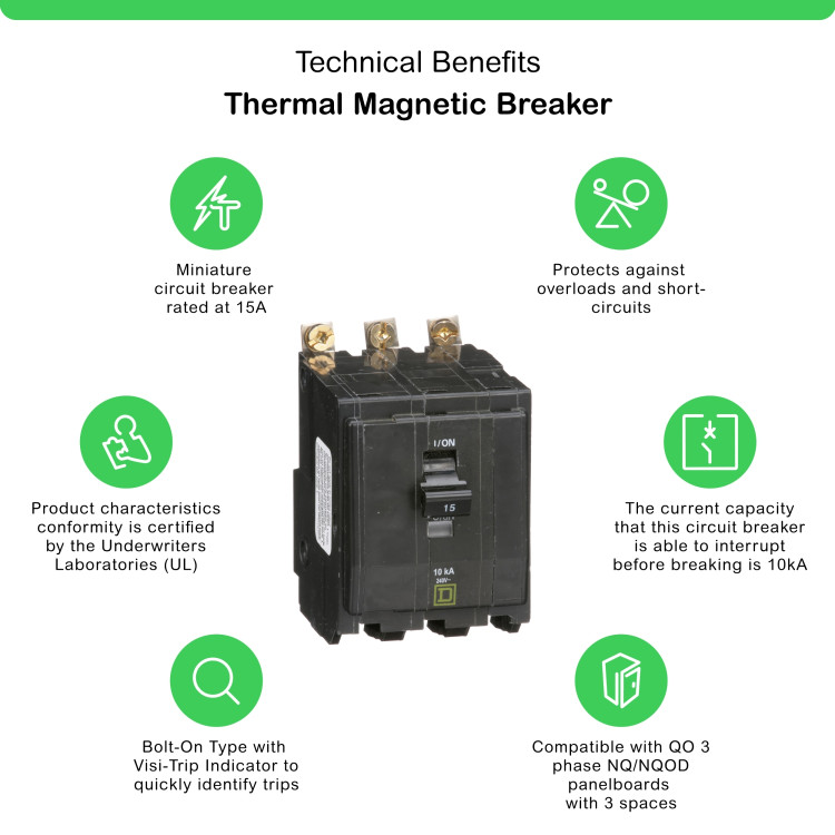 GROUPE SCHNEIDER QOB315  MINIATURE CIRCUIT BREAKER 240V 15A