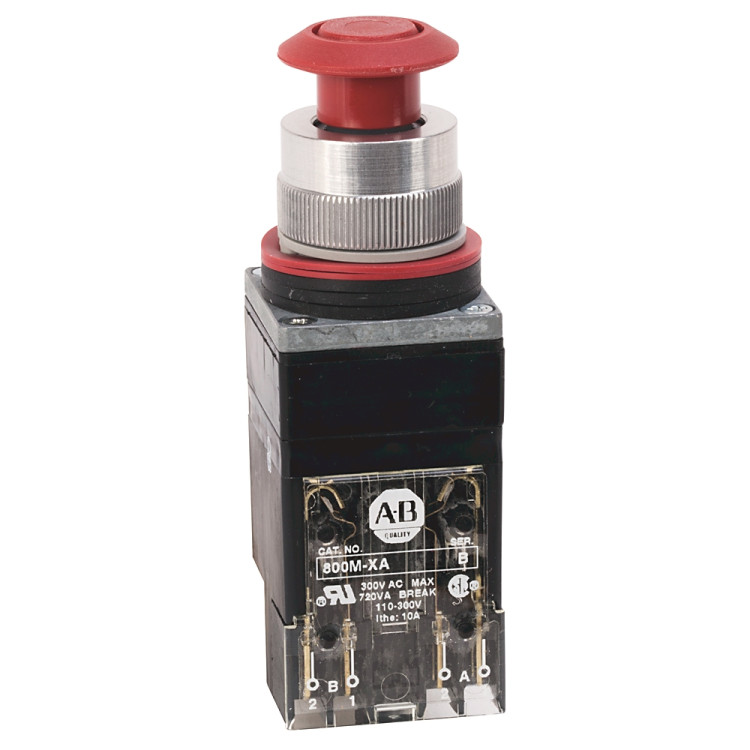 ALLEN BRADLEY 800MR-FX2A 800MR 2-POSITION PUSH-PULL AND PUSH-PULL/TWIST RELEASE UNITS, NON-ILLUMINATED, MAINTAINED (PUSH-PULL), BLACK, 1 N.O - 1 N.C., STAB TERMINALS ALLEN BRADLEY 800MR-FX2A 800MR 2-POSITION PUSH-PULL AND PUSH-PULL/TWIST RELEASE UNITS, NON-ILLUMINATED, MAINTAINED (PUSH-PULL), BLACK, 1 N.O - 1 N.C., STAB TERMINALS