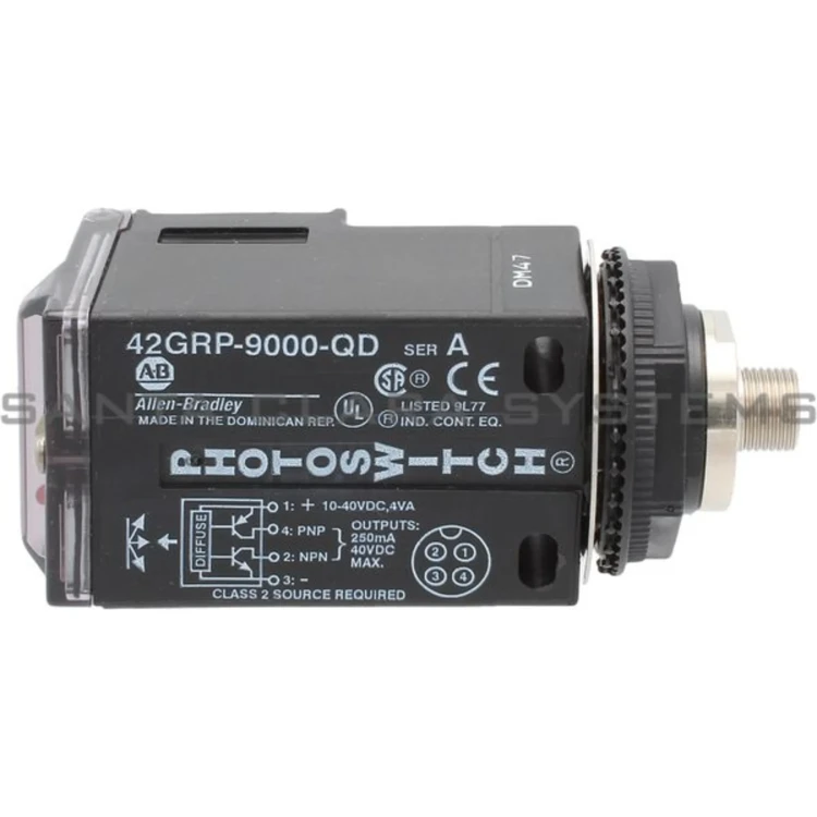 ALLEN BRADLEY 42GRP-9000-QD PHOTOSWITCH PHOTOELECTRIC SENSOR, STANDARD (ON / OFF), STANDARD DIFFUSE, 1.52M (5FT), 10-40V DC, NPN/PNP TRANSISTOR, 4-PIN DC MICRO (M12) QD ALLEN BRADLEY 42GRP-9000-QD PHOTOSWITCH PHOTOELECTRIC SENSOR, STANDARD (ON / OFF), STANDARD DIFFUSE, 1.52M (5FT), 10-40V DC, NPN/PNP TRANSISTOR, 4-PIN DC MICRO (M12) QD