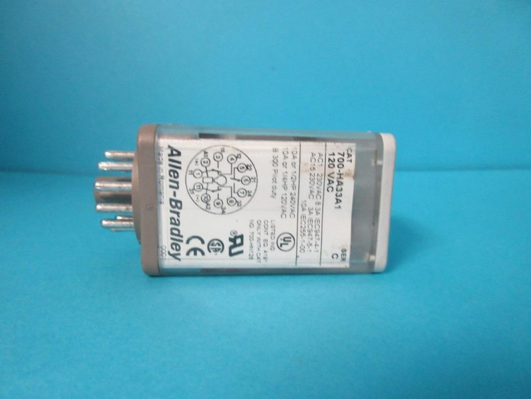ALLEN BRADLEY 700-HA33A1-1 GENERAL PURPOSE RELAY, 10A CONTACT, 3-POLE DOUBLE THROW, 110V 50/60HZ, NO MANUAL OPERATOR, NO PILOT LIGHT, SINGLE PACK ALLEN BRADLEY 700-HA33A1-1 GENERAL PURPOSE RELAY, 10A CONTACT, 3-POLE DOUBLE THROW, 110V 50/60HZ, NO MANUAL OPERATOR, NO PILOT LIGHT, SINGLE PACK