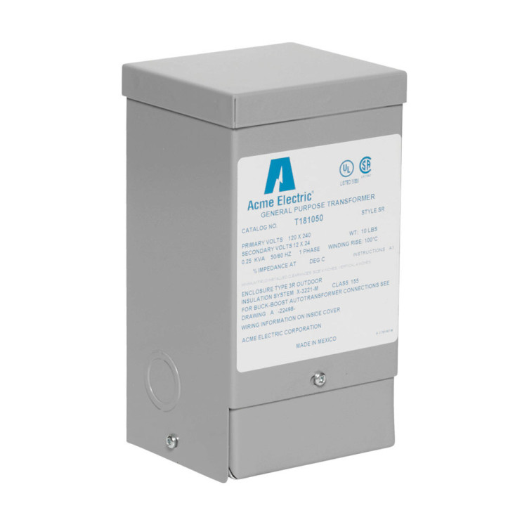 ACME ELECTRIC T-1-81050 BUCK-BOOST TRANSFORMERS 120 X 240 PRIMARY VOLT 12/24 SECONDARY VOLT SINGLE PHASE, 60 HZ ACME ELECTRIC T-1-81050 BUCK-BOOST TRANSFORMERS 120 X 240 PRIMARY VOLT 12/24 SECONDARY VOLT SINGLE PHASE, 60 HZ