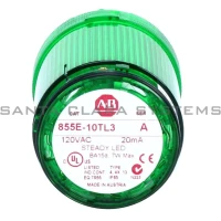 ALLEN BRADLEY 855E-10TL3 CONTROL TOWER STACK LIGHT, 120V AC FULL VOLTAGE, GREEN STEADY LED (SOCKET MOUNT)