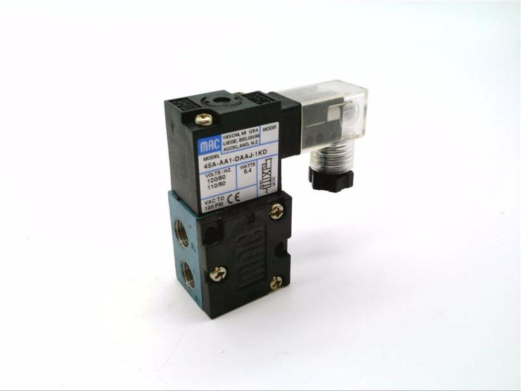 MAC VALVES INC 45A-AA1-DAAJ-1KA SOLENOID VALVE 1/8NPTF 110/120V 50/60HZ MAC VALVES INC 45A-AA1-DAAJ-1KA SOLENOID VALVE 1/8NPTF 110/120V 50/60HZ