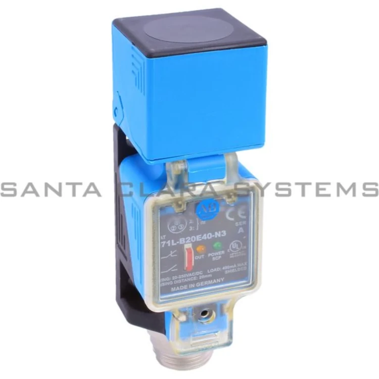 ALLEN BRADLEY 871L-B20E40-N3  INDUCTIVE PROXIMITY SENSORS, IEC LIMIT SWITCH STYLE, AC/DC, 2-WIRE, SHIELDED, HEAD SIZE 40 X 40 MM, SENSING RANGE 20 MM, SELECTABLE NO OR NC, 3 PIN MINI QD