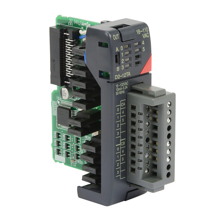 AUTOMATION DIRECT D2-12TA DL205 AC OUTPUT MODULES, 12-POINT 18-110 VAC OUTPUT MODULE 2 COMMONS (ISOLATED), 0.3A/POINT, 1.8A/COMMON, REPLACEABLE FUSE, EUROPEAN TYPE REMOVABLE TERMINAL AUTOMATION DIRECT D2-12TA DL205 AC OUTPUT MODULES, 12-POINT 18-110 VAC OUTPUT MODULE 2 COMMONS (ISOLATED), 0.3A/POINT, 1.8A/COMMON, REPLACEABLE FUSE, EUROPEAN TYPE REMOVABLE TERMINAL