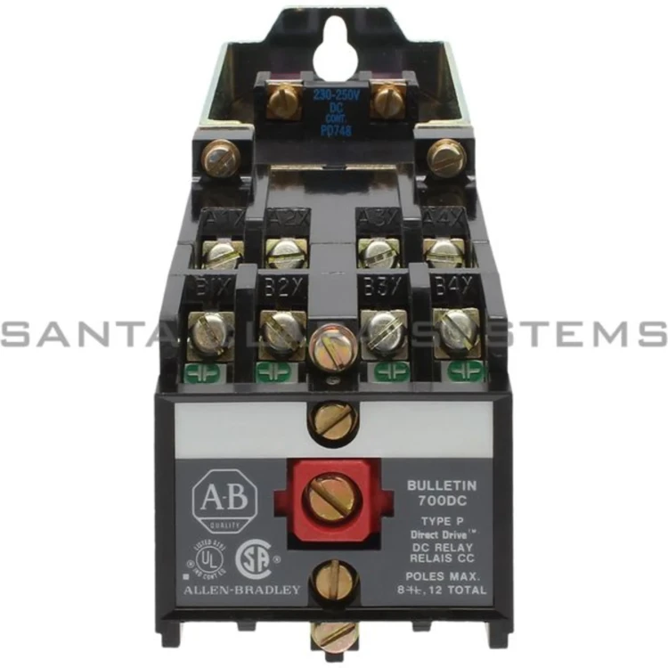 ALLEN BRADLEY 700DC-P800Z2 700-P NEMA CONTROL RELAY, 8 N.O. CONTACTS, 10 AMP AC CONTACT RATING, 230-250V DC