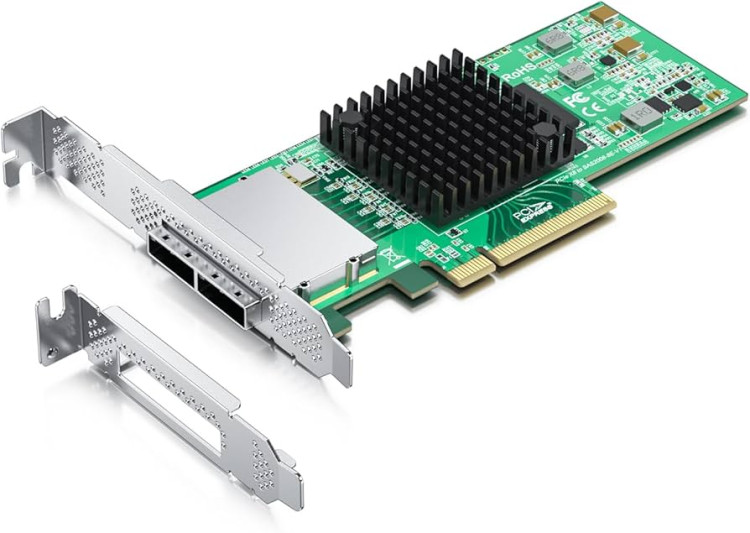 HP SC08e 6Gb SAS Host Bus Adapter for P2000 G3 SAS (AW592A) and tapes (8 link: 2 ext (SFF8088) x4 wide SAS connector) PCI-E, incl. h/h & f/h. brckts