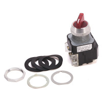 ALLEN BRADLEY 800T-24HR5KL8AX 30.5MM TYPE 4/13 SEL. SWITCH-ILLUM., 2 POS., FULL VOLTAGE, 24V AC/DC, RED, STD. KNOB SPRING RTN FR/ RIGHT, KL8 SPRING RETURN CAM, 1 NO-1 NC