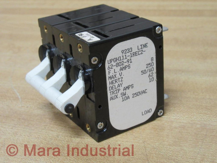 AIRPAX UPGH111-1REC2-62-802-91 CIRCUIT BREAKER 10AMP 250V 50/60HZ 3POLE