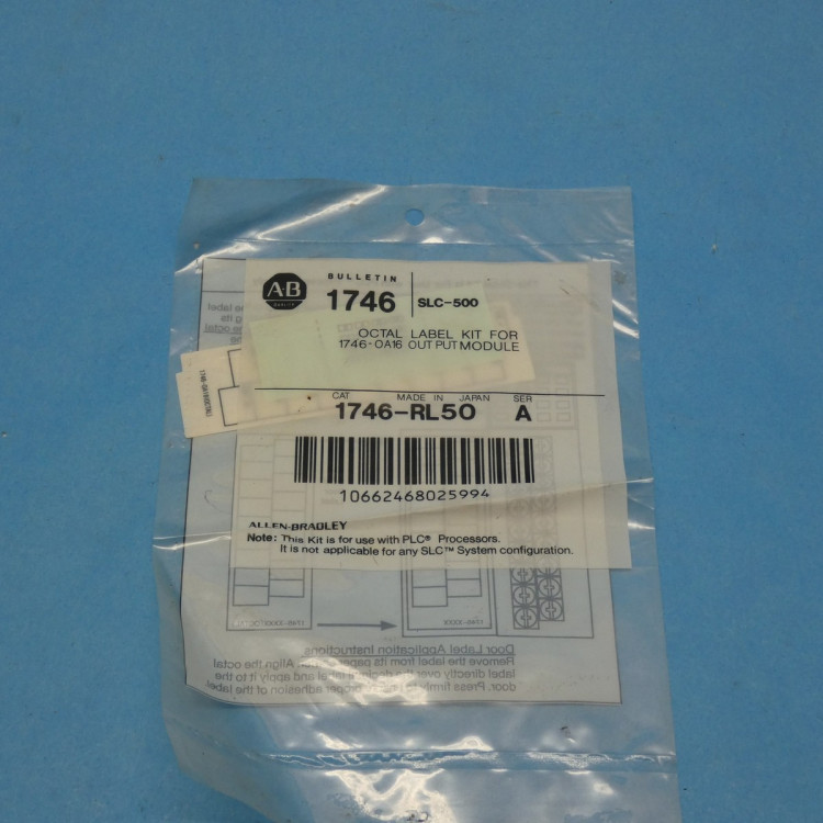 ALLEN BRADLEY 1746-RL50 REPLACEMENT OCTAL LABEL KIT FOR CTLG # 1746-OA16 (KIT INCLUDES 1 OCTAL LED LABEL & 1 DOOR LABEL)