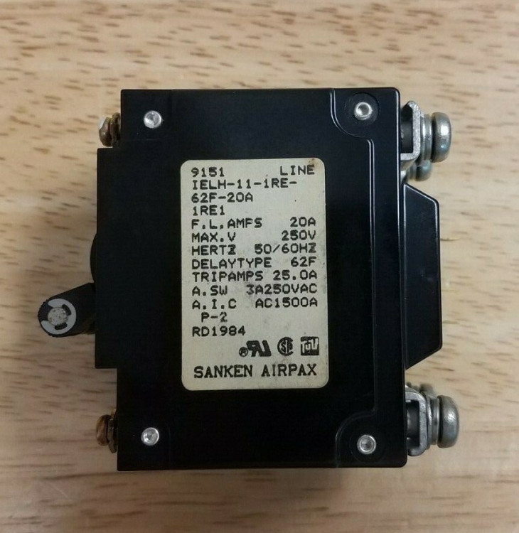 AIRPAX IELH-11-1RE-62F-30A CIRCUIT BREAKER 30AMP 2POLE 250VAC LONG DELAY AIRPAX IELH-11-1RE-62F-30A CIRCUIT BREAKER 30AMP 2POLE 250VAC LONG DELAY