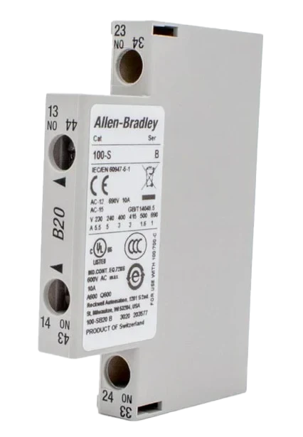 ALLEN BRADLEY 100-SB20 AUXILIARY CONTACT BLOCK, TO BULLETIN 100-C - CONTACTORS, SIDE MOUNTING, 2-POLE, 2 N.O.