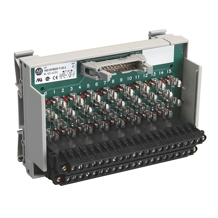 ALLEN BRADLEY 1492-IFM20F-2 20-POINT FEED-THROUGH DIGITAL IFM, EXTRA TERMINALS ,, DIGITAL INTERFACE MODULE
