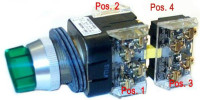 ALLEN BRADLEY 800T-16JG20KB7AX 30.5MM TYPE 4/13 SEL. SWITCH-ILLUM., 3 POS., TRANSFORMER, 120V AC 50/60 HZ, GREEN, KNOB LEVER SPRING RTN FR/ BOTH