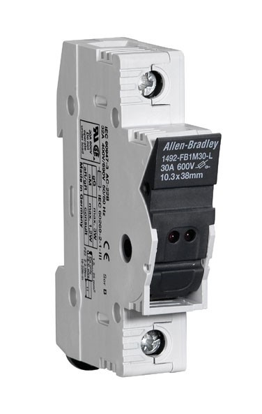 ALLEN BRADLEY 1492-FB1M30-D1 1492-FB Fuse Holder with 1 pole, 1 1/2" x 13/32" Midget Fuses, 30A and 12-72V LED Blown Fuse Indicator ALLEN BRADLEY 1492-FB1M30-D1 1492-FB Fuse Holder with 1 pole, 1 1/2" x 13/32" Midget Fuses, 30A and 12-72V LED Blown Fuse Indicator