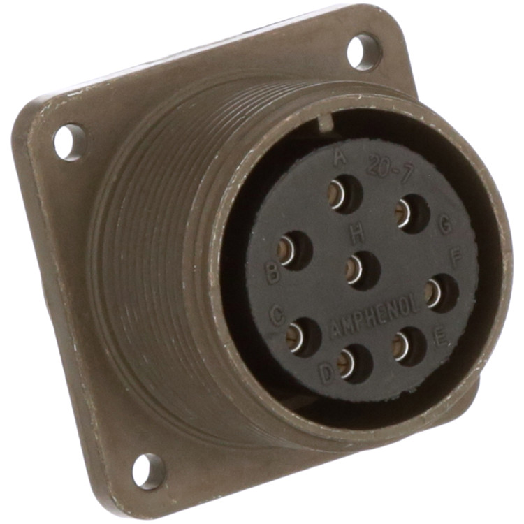 AMPHENOL MS3102A-20-7P CIRCULAR CONN, RCPT, SIZE 20, 8POS, BOX; CONNECTOR TYPE:CIRCULAR MILITARY; CONNECTOR BODY MATERIAL:ALUMINIUM ALLOY; GENDER:RECEPTACLE; CONTACT GENDER: