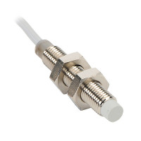 AUTOMATION DIRECT AE1-AP-4A INDUCTIVE PROXIMITY SENSOR, 8MM DIAMETER, EXTENDED RANGE, 10-30 VDC, 3-WIRE, PNP, UNSHIELDED, 4MM NOMINAL SENSING DISTANCE, NORMALLY OPEN OUTPUT, 3KHZ SWITCHING FREQUENCY, 2-METER CABLE EXIT. MOUNTING HEX NUTS INCLUDED.