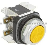ALLEN BRADLEY 800T-A9A 30.5MM TYPE 4/13 MOM. CONTACT PB, NON-ILLUM., YELLOW, FLUSH HD, MUSHROOM HEAD, 1 NO-1 NC